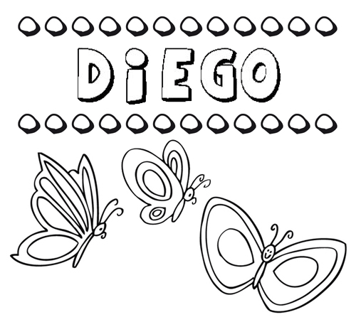 Desenho do nome Diego para imprimir e pintar. Imagens de nomes