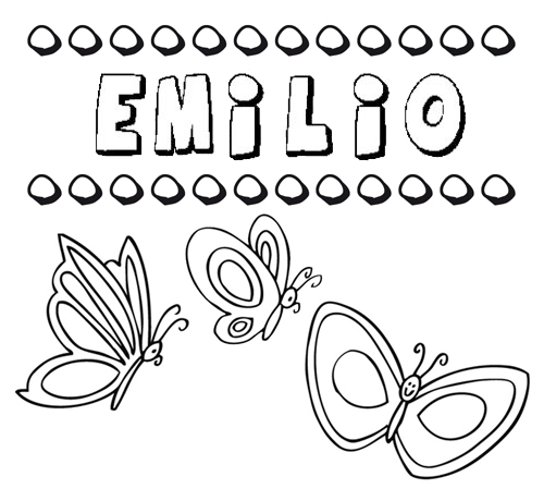 Desenho do nome Emilio para imprimir e pintar. Imagens de nomes