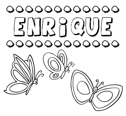 Desenho do nome Enrique para imprimir e pintar. Imagens de nomes