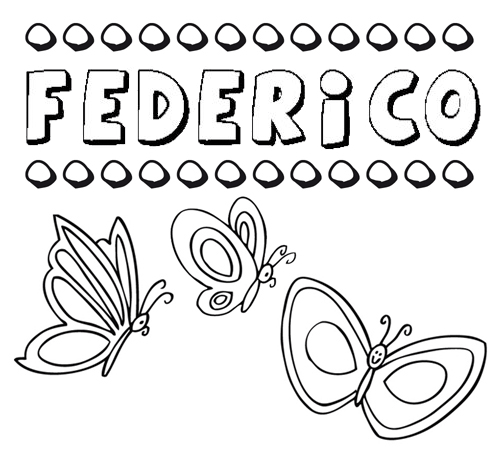 Desenho do nome Federico para imprimir e pintar. Imagens de nomes