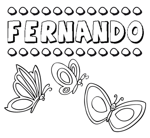 Desenho do nome Fernando para imprimir e pintar. Imagens de nomes