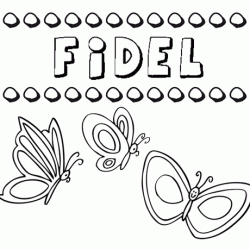Desenho do nome Fidel para imprimir e pintar. Imagens de nomes