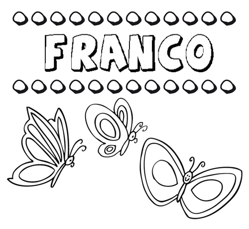 Desenho do nome Franco para imprimir e pintar. Imagens de nomes