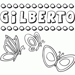 Desenho do nome Gilberto para imprimir e pintar. Imagens de nomes