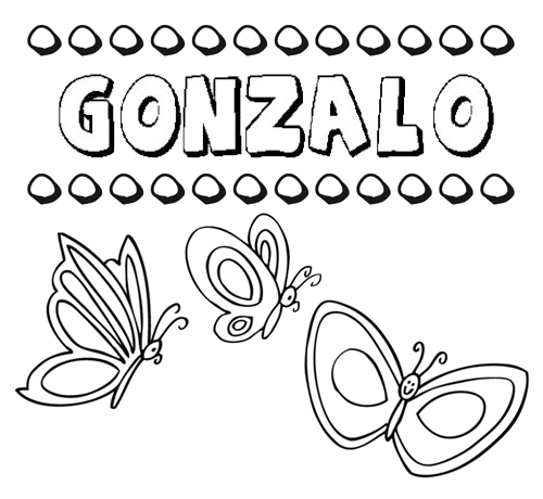 Desenho do nome Gonzalo para imprimir e pintar. Imagens de nomes