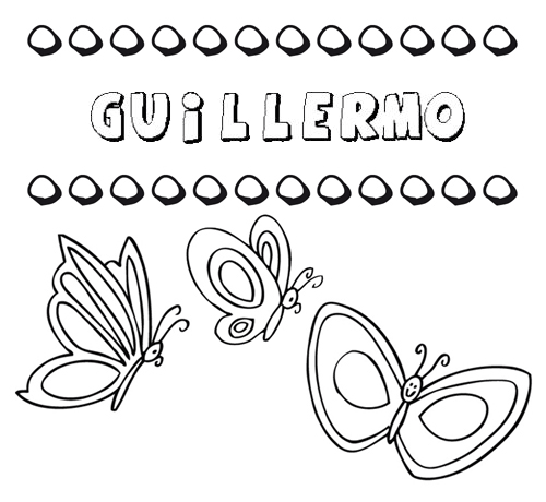 Desenho do nome Guillermo para imprimir e pintar. Imagens de nomes