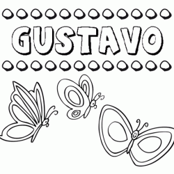 Desenho do nome Gustavo para imprimir e pintar. Imagens de nomes