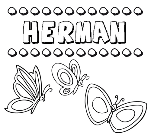 Desenho do nome Hermán para imprimir e pintar. Imagens de nomes
