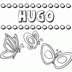 Desenho do nome Hugo para imprimir e pintar. Imagens de nomes