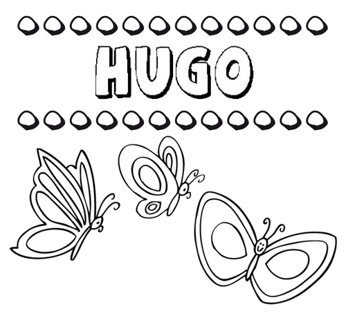 Desenho do nome Hugo para imprimir e pintar. Imagens de nomes