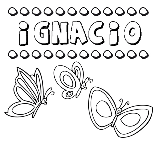 Desenho do nome Ignacio para imprimir e pintar. Imagens de nomes