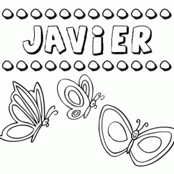 Desenho do nome Javier para imprimir e pintar. Imagens de nomes