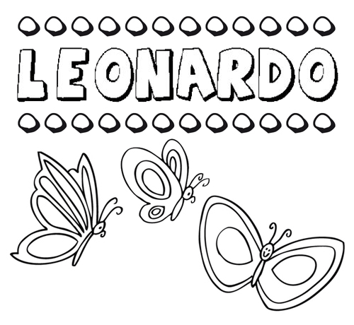 Desenho do nome Leonardo para imprimir e pintar. Imagens de nomes