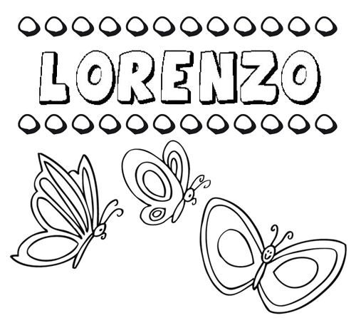 Desenho do nome Lorenzo para imprimir e pintar. Imagens de nomes