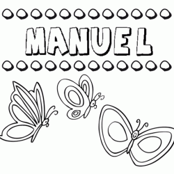 Desenho do nome Manuel para imprimir e pintar. Imagens de nomes