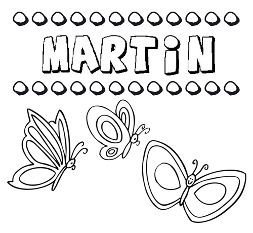 Desenho do nome Martín para imprimir e pintar. Imagens de nomes