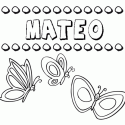 Desenho do nome Mateo para imprimir e pintar. Imagens de nomes