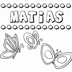 Desenho do nome Matías para imprimir e pintar. Imagens de nomes