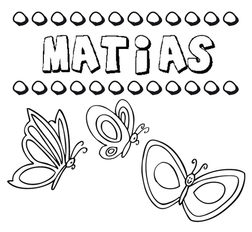 Desenho do nome Matías para imprimir e pintar. Imagens de nomes