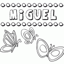 Desenho do nome Miguel para imprimir e pintar. Imagens de nomes