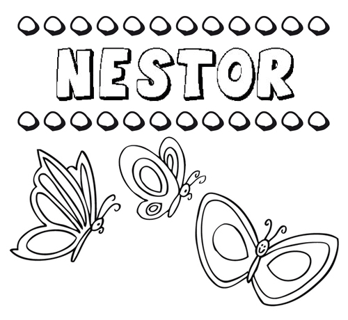 Desenho do nome Néstor para imprimir e pintar. Imagens de nomes