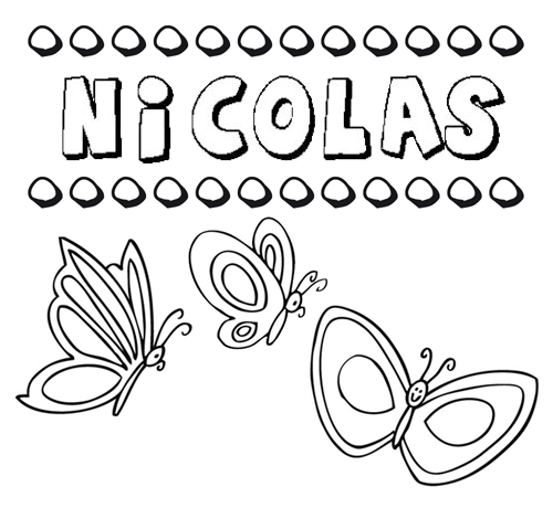 Desenho do nome Nicolás para imprimir e pintar. Imagens de nomes