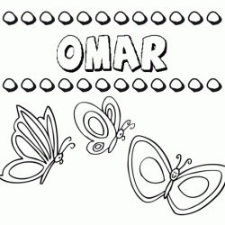 Desenho do nome Omar para imprimir e pintar. Imagens de nomes