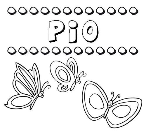 Desenho do nome Pío para imprimir e pintar. Imagens de nomes