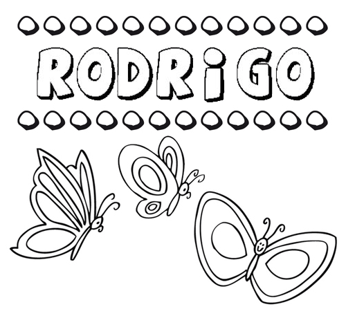 Desenho do nome Rodrigo para imprimir e pintar. Imagens de nomes
