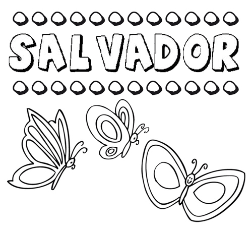 Desenho do nome Salvador para imprimir e pintar. Imagens de nomes