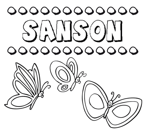 Desenho do nome Sansón para imprimir e pintar. Imagens de nomes