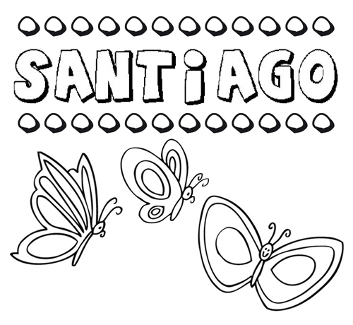 Desenho do nome Santiago para imprimir e pintar. Imagens de nomes
