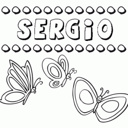 Desenho do nome Sergio para imprimir e pintar. Imagens de nomes