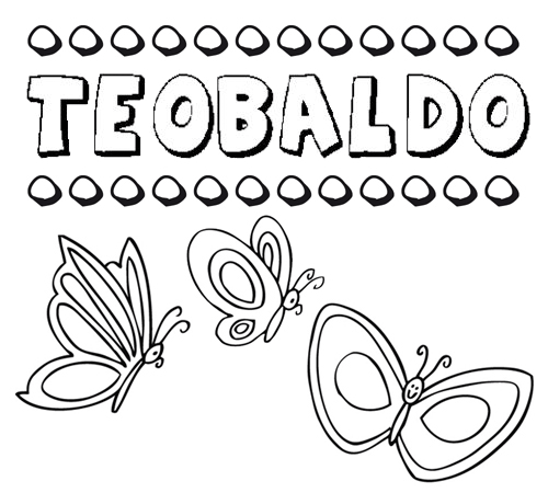 Desenho do nome Teobaldo para imprimir e pintar. Imagens de nomes