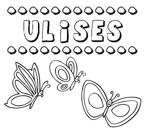 Desenho do nome Ulises para imprimir e pintar. Imagens de nomes