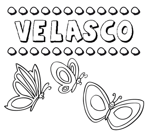 Desenho do nome Velasco para imprimir e pintar. Imagens de nomes