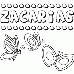 Desenho do nome Zacarías para imprimir e pintar. Imagens de nomes