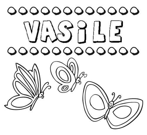 Desenho do nome Vasile para imprimir e pintar. Imagens de nomes