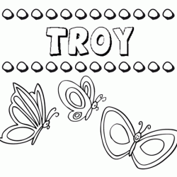Desenho do nome Troy para imprimir e pintar. Imagens de nomes