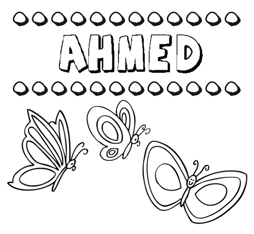 Desenho do nome Ahmed para imprimir e pintar. Imagens de nomes
