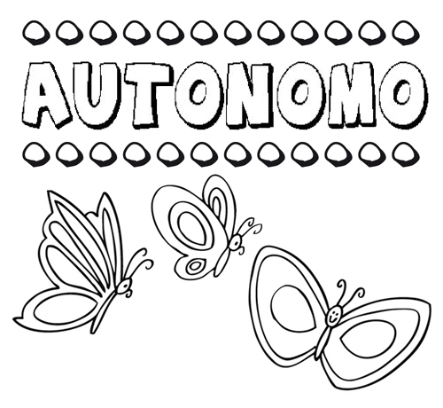 Desenho do nome Autónomo para imprimir e pintar. Imagens de nomes