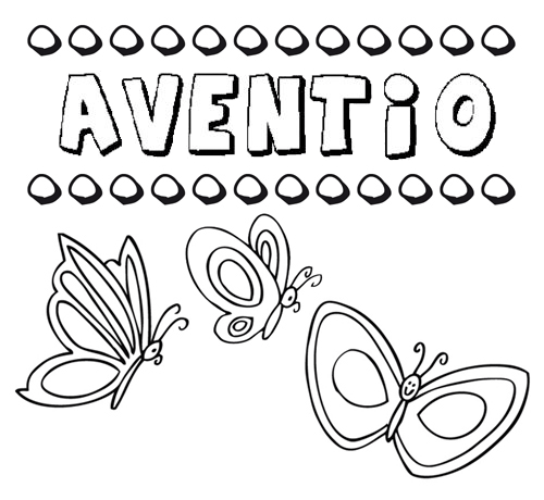 Desenho do nome Aventio para imprimir e pintar. Imagens de nomes