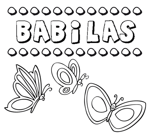 Desenho do nome Bábilas para imprimir e pintar. Imagens de nomes