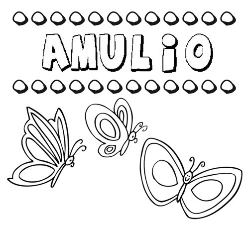 Desenho do nome Amulio para imprimir e pintar. Imagens de nomes
