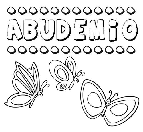 Desenho do nome Abudemio para imprimir e pintar. Imagens de nomes
