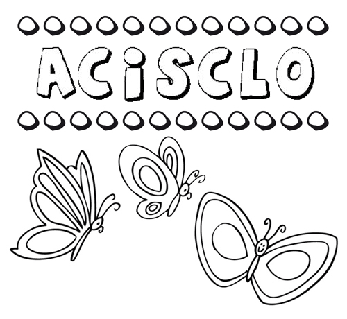 Desenho do nome Acisclo para imprimir e pintar. Imagens de nomes