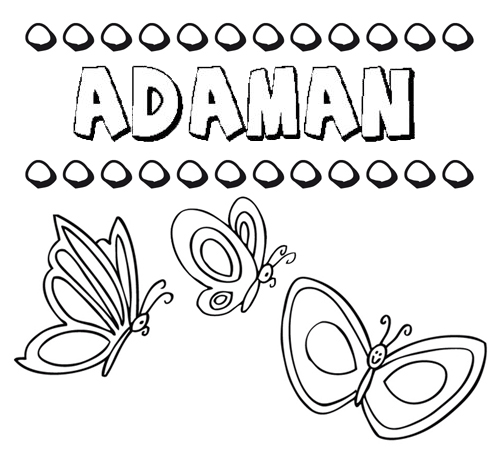 Desenho do nome Adamán para imprimir e pintar. Imagens de nomes