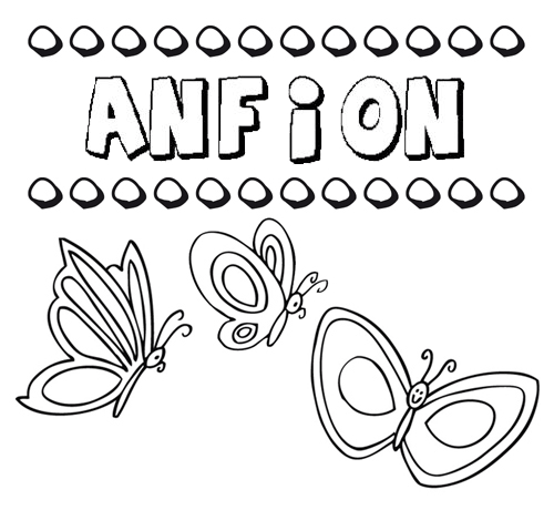 Desenho do nome Anfion para imprimir e pintar. Imagens de nomes
