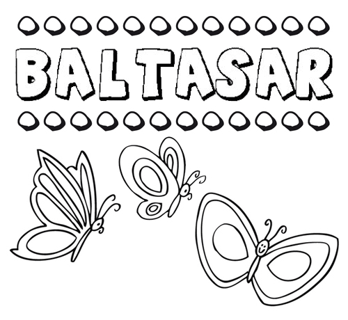Desenho do nome Baltasar para imprimir e pintar. Imagens de nomes