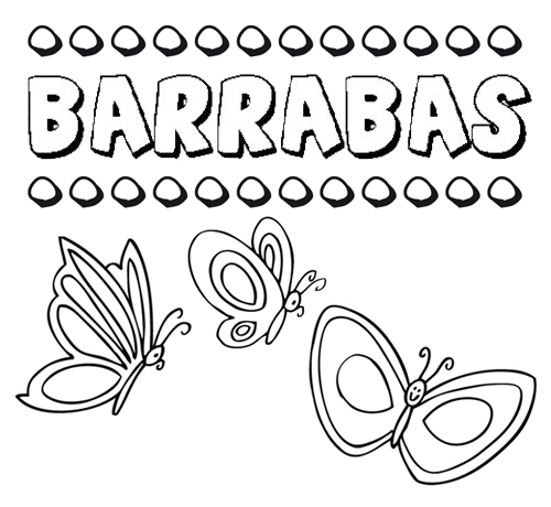 Desenho do nome Barrabás para imprimir e pintar. Imagens de nomes